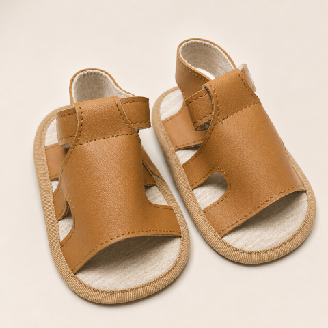 Sandale - Sandalute bebe Funny Baby talpa moale maro 0-12 luni
