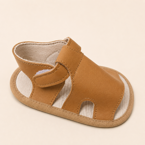 Sandalute bebe Funny Baby talpa moale maro 0-12 luni [1]