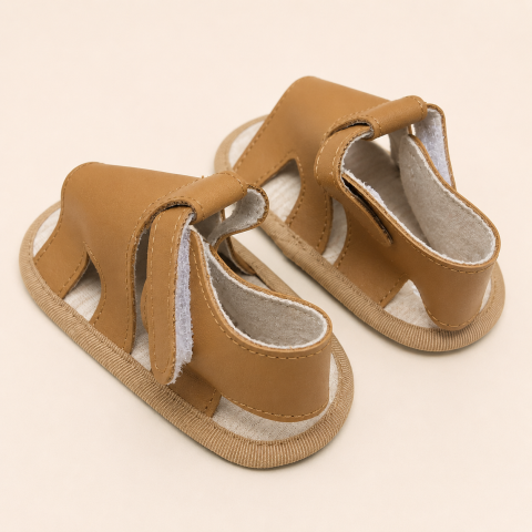 Sandalute bebe Funny Baby talpa moale maro 0-12 luni [2]