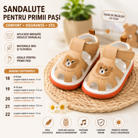 Sandale - Sandalute CREM cu piuitoare - Bear family