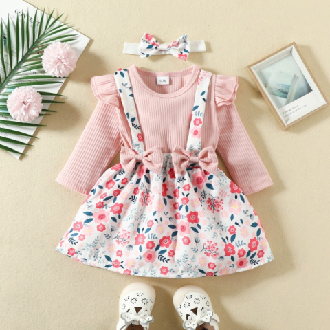 Imbracaminte, incaltaminte - Sarafan cu body ROZ pudra - Little flowers