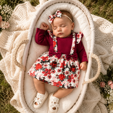 Rochite - Sarafan cu body pentru fetite VISINIU - Little flowers