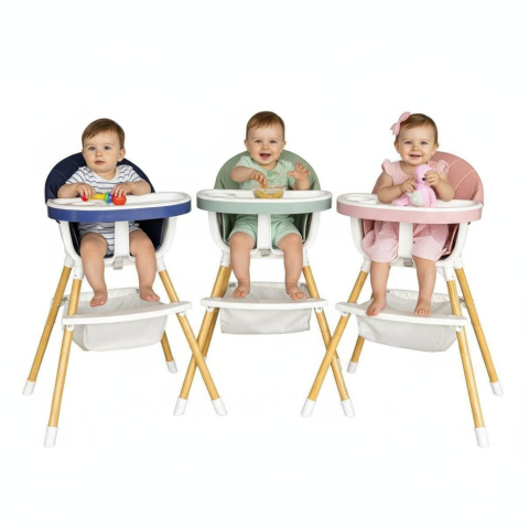 Scaun de masă 3 în 1 pentru bebeluși cu tavă dublă și centură de siguranță [1]