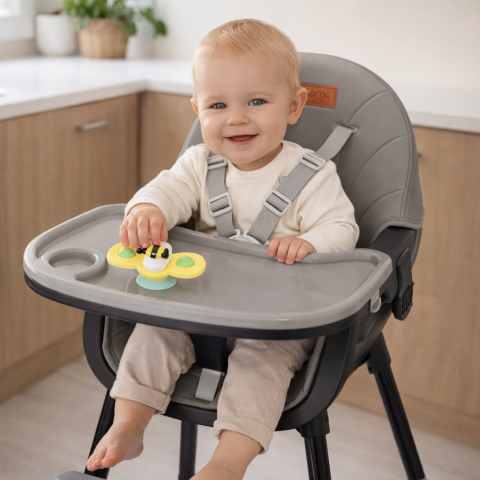 Scaune de masa - Scaun de masa copii Momi Reki, Piele ecologica, NEGRU