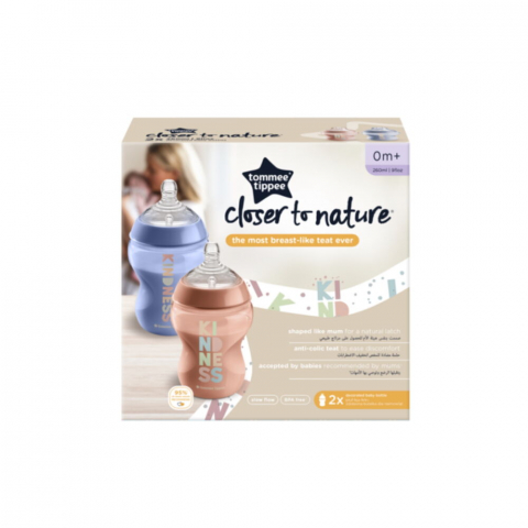 Set 2 biberoane Tommee Tippee Closer to Nature 260 ml 0m+, Kindness [2]