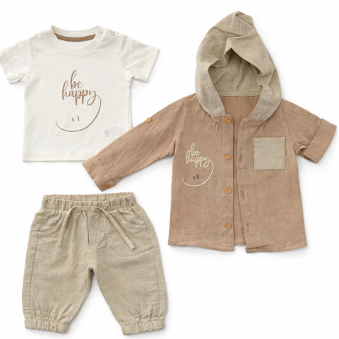 Set 3 piese baieti tricou camasa si pantaloni albastru [3]