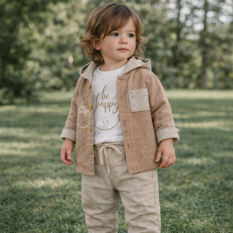 Compleuri baieti - Set 3 piese baieti tricou camasa si pantaloni albastru