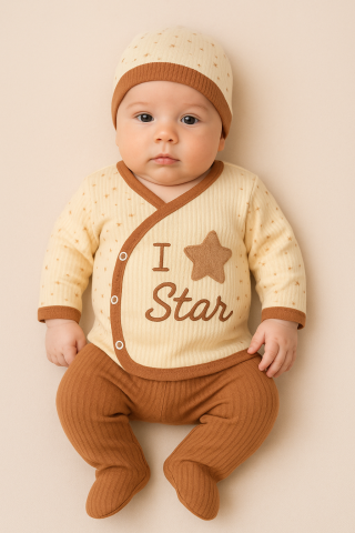 Imbracaminte - Set 3 piese nou-nascut Zem Baby din bumbac 100% 0-3 luni