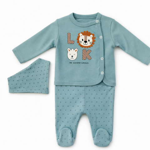 Set 3 piese nou nascuti 0-3 luni nana baby verde menta [1]