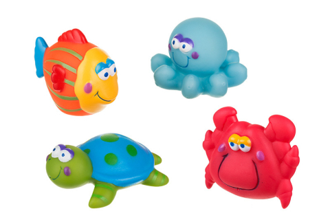 Jucarii de baie - Set 4 jucarii pentru baie Akuku, MULTICOLOR, 6 luni+