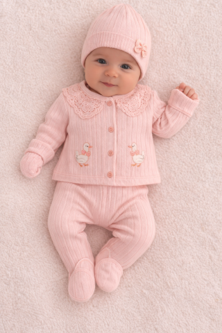 Seturi nou nascuti (0-3 luni) - Set 5 piese bebe 0-3 luni roz