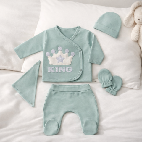 Imbracaminte - Set  5 piese pentru bebelusi 0-3 luni KING