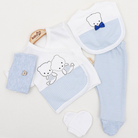 Set 5 piese pentru nou nascuti, model cu Ursuleti - Albastru [1]
