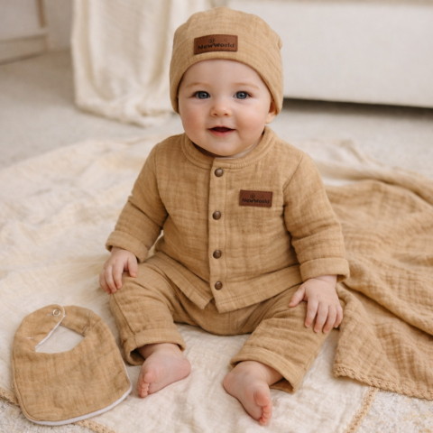 Set 6 piese pentru Nou Nascuti, Muselina maro [1]