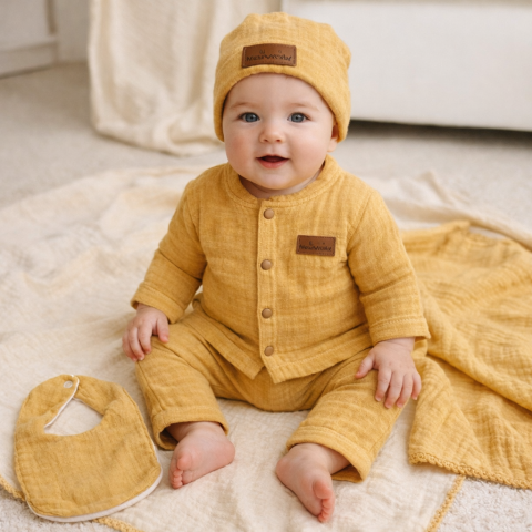 Set 6 piese pentru Nou Nascuti, Muselina galben [1]