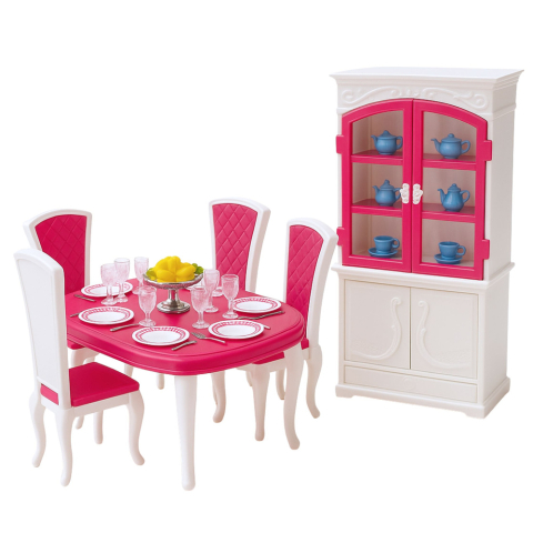 Set Sufragerie pentru Papusi: Masa, Scaune, Comoda si Vesela [2]