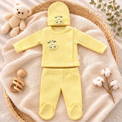 Set bebe 3 piese galben din bumbac nanababy [1]