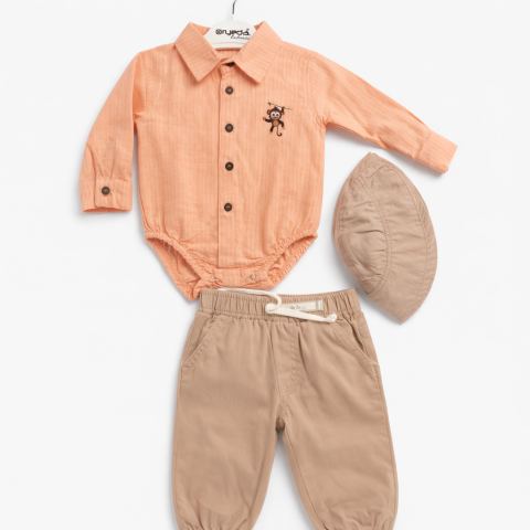 Set bebe elegant camasa body pantaloni si palarie Oryeda [2]