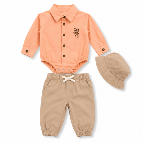 Set bebe elegant camasa body pantaloni si palarie Oryeda [2]
