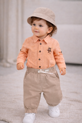 Set bebe elegant camasa body pantaloni si palarie Oryeda [3]