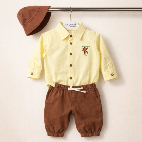 Set bebe camasa body pantaloni si palarie Oryeda [1]