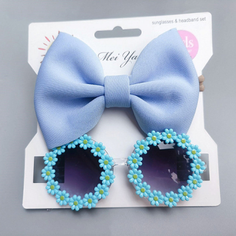 Imbracaminte, incaltaminte - Set bentita si ochelari de soare - Blue Daisy