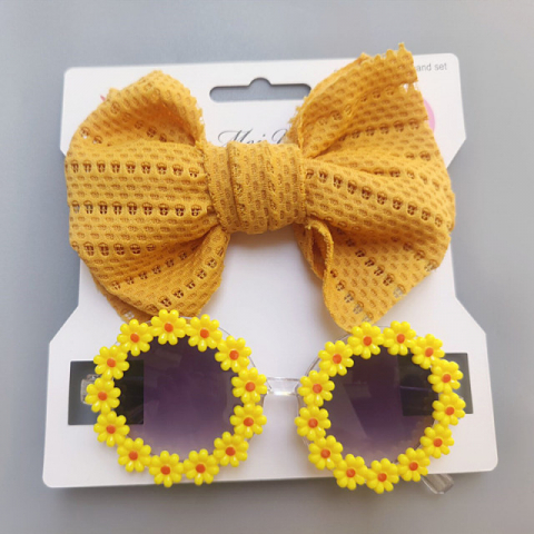 Imbracaminte, incaltaminte - Set bentita si ochelari de soare - Yellow Daisy
