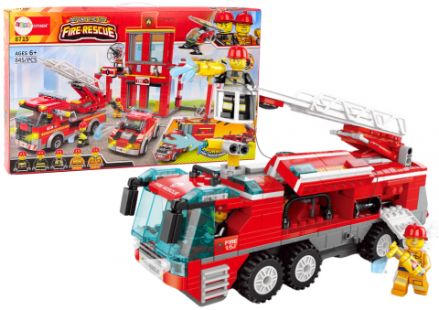 Jucarii Copii - set-blocuri-constructie-pompieri-statie-baza-elicopter-845-piese-Bebelul