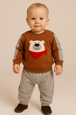 Set bluzita cu pantaloni 100% Bumbac cu Ursulet Gules [1]