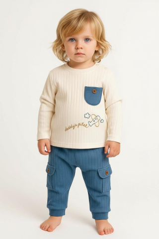 Set bluzita si pantaloni - Set bluzita cu pantaloni Nafitto din bumbac