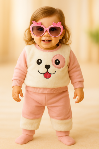 Set bluzita si pantaloni asortati fetite Roz [1]