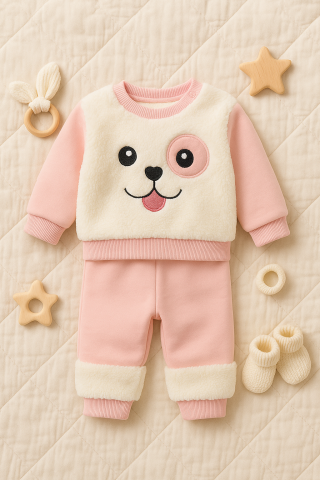 Set bluzita si pantaloni - Set bluzita si pantaloni asortati fetite Roz