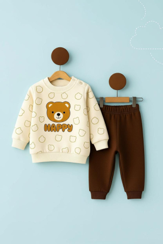 Set bluzita si pantaloni bebelus „Happy Bear” - Maro [1]