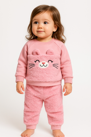 Set bluzita si pantaloni bebelusi Tuk Tuk roz pufos – Catelus [1]