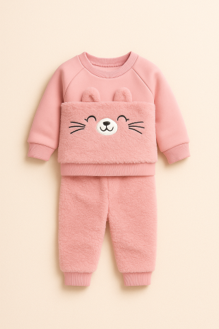 Set bluzita si pantaloni bebelusi Tuk Tuk roz pufos – Catelus [2]