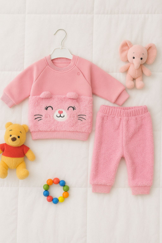 Set bluzita si pantaloni bebelusi Tuk Tuk roz pufos – Kitty [3]