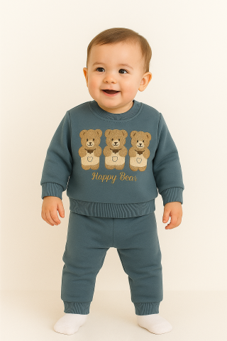 Set bluzita si pantaloni bebelusi - Ursuletul vesel - Albastru [1]