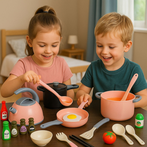 Set Bucatarie cu Oale Accesorii de Gatit si Mancare Roz 32 piese [3]