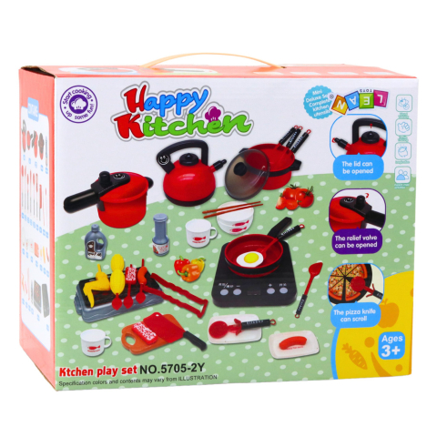 Set bucatarie cu oale, mancare si plita cu baterii, 36 piese [2]