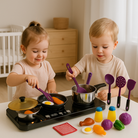 Electrocasnice si bucatarie - Set Bucatarie din Otel Inoxidabil cu Plita Inductie si 32 de Elemente