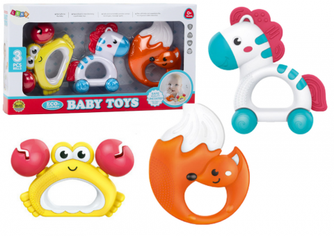 Zornaitoare - set-3-zornaitoare-dentitie-zebra-crab-vulpe-Bebelul