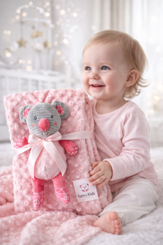 Jucarii - Set Cadou Bebeluși: Păturică & Ursuleț