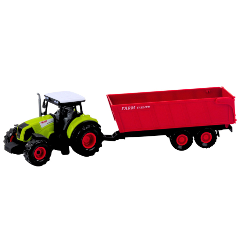 Set camion cu tractor si remorca, lumini si sunete, rosu [3]