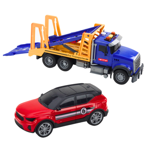 Set Camion Platforma Transportor Masina Lumini Sunete [4]