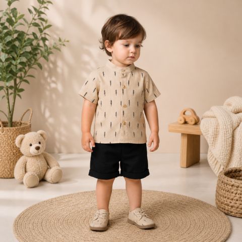 Set 2 piese camasa si pantaloni - Set copii camasa maneca scurta si pantaloni scurti mylife