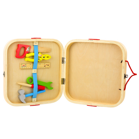 Set creativ din lemn cu animale de asamblat in valiza, 59 piese [1]