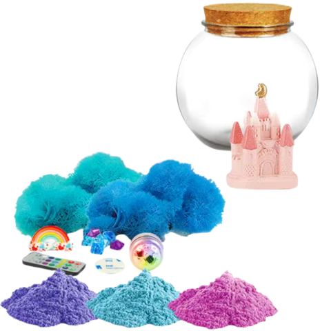 Set creativ DIY terariu cu mic unicorn lampa LED si telecomanda [2]