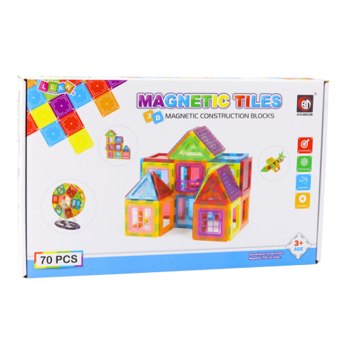 Set cuburi magnetice de construit, educative, colorate, 70 piese [3]