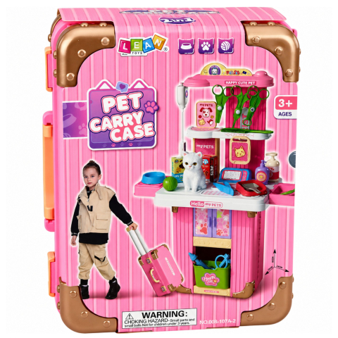 Set Veterinar LEAN Toys in Troler, Kit Ingrijire Pisicuta cu Accesorii Medicale, Roz, 3 ani+ [5]