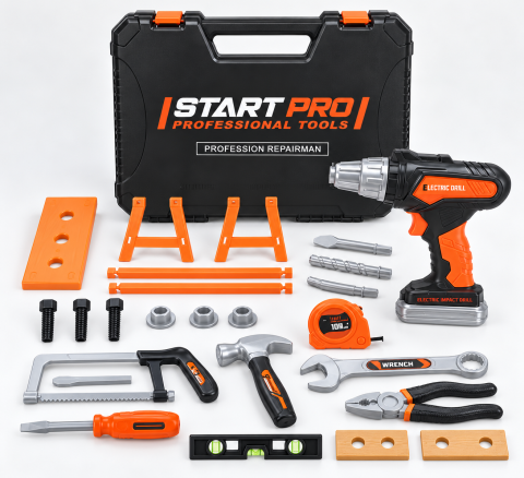 Set de unelte de jucarie START PRO cu valiza si bormasina electrica, 26 piese, 3 ani+ [2]
